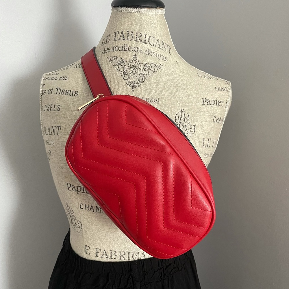 Faux leather belted bag